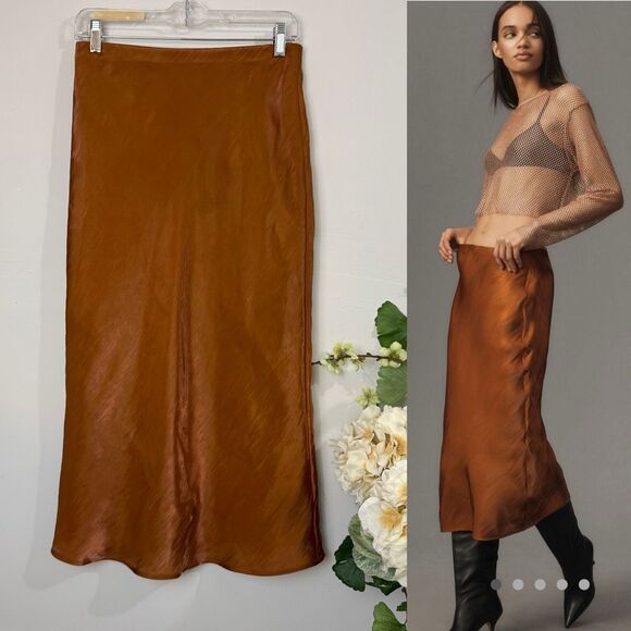 Anthropologie Dresses & Skirts - Anthropologie Liquid Copper/Brown Midi Skirt